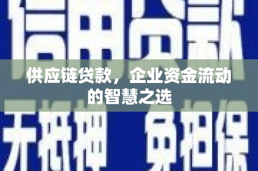 民雄供应链贷款，企业资金流动的智慧之选