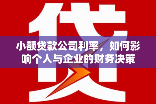 狮潭小额贷款公司利率，如何影响个人与企业的财务决策